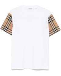 Burberry - Check Cotton T-Shirt - Lyst