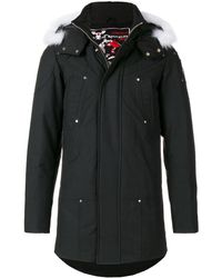 Moose Knuckles Fur Hood Trim Padded Coat - Black