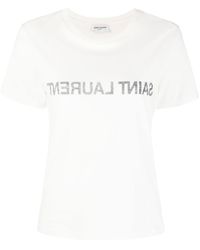 Saint Laurent - Maglietta Di Cotone Di Logo - Lyst