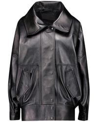 Balenciaga - Leather Bomber Jacket - Lyst