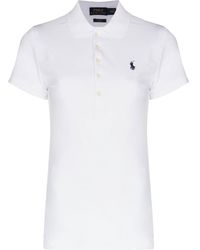 Polo Ralph Lauren - Julie Logo-embroidered Collared Stretch-cotton Polo Shirt - Lyst