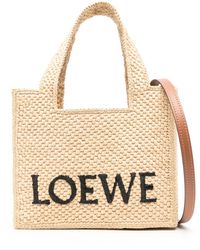 Loewe - Mini Borsa Font In Rafia - Lyst