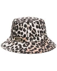 Ganni - Leopard Print Bucket Hat - Lyst