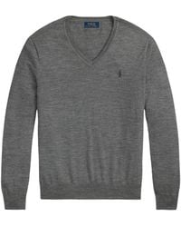 Polo Ralph Lauren - V-Neck Sweater With Embroidered Logo - Lyst