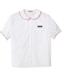 Miu Miu - Embroidered Cotton Shirt - Lyst