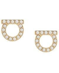 Ferragamo - Gancini Pearl Earrings - Lyst