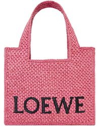 Loewe-Paulas Ibiza - Loewe Font Raffia Mini Tote Bag - Lyst