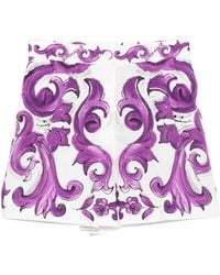 Dolce & Gabbana - Cotton Shorts With Maiolica Print - Lyst