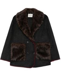 FRONT STREET 8 - Faux Fur Detail Wool Coat - Lyst
