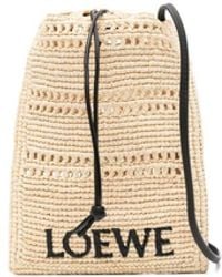 Loewe - Rafia Drawstring Pocket Mini Bag - Lyst