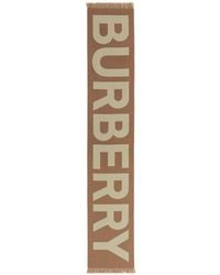Burberry - Logo Wool Scarf - Lyst