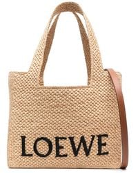 Loewe-Paulas Ibiza - Loewe Font Medium Raffia Tote Bag - Lyst