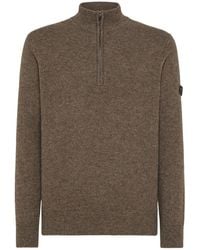 Peuterey - Long-Sleeved Crewneck Sweater With Logo - Lyst