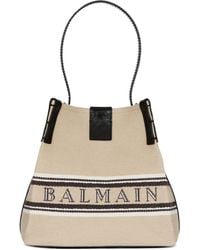 Balmain - Release Canvas And Leather Bucket Bag - Lyst