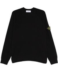 Stone Island - Logo Cotton Crewneck Sweater - Lyst