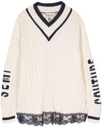 Semicouture - Logo-jacquard Cable-knit Jumper - Lyst
