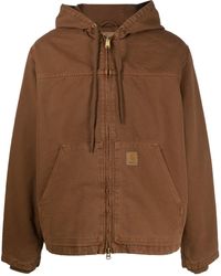 Carhartt WIP Logo-patch Hooded Jacket - Brown