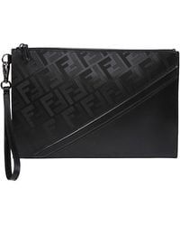 Fendi - Ff-pattern Leather Clutch Bag - Lyst