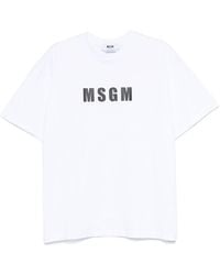 MSGM - Logo-Print Cotton T-Shirt - Lyst