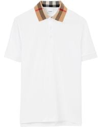 Burberry - Check Collar Polo Shirt - Lyst