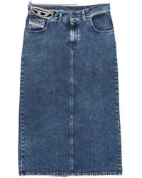 DIESEL - Denim Midi Skirt - Lyst