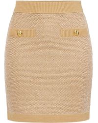 Elisabetta Franchi - Textured Knitted Button Mini Skirt - Lyst