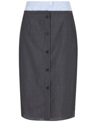 Prada - Wool Midi Skirt - Lyst
