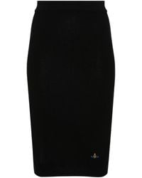 Vivienne Westwood - Logo Wool Midi Pencil Skirt - Lyst