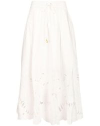 Zimmermann - Mahon Cotton Midi Skirt - Lyst