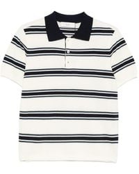 DUNST - Striped Cotton Polo Shirt - Lyst
