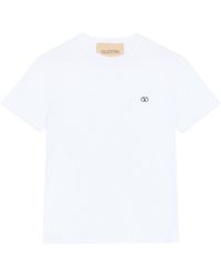 Valentino - Cotton T-Shirt With Vlogo Embroidery - Lyst