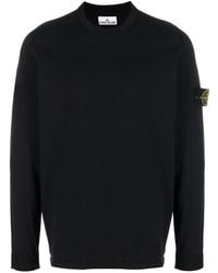 Stone Island - Logo Cotton Crewneck Sweater - Lyst