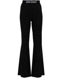 Palm Angels - Logo Lurex Flared Trousers - Lyst