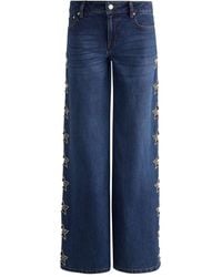 Alice + Olivia - Embellished Baggy Jeans - Lyst