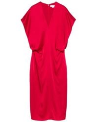 Stella McCartney - Satin V-Necked Midi Dress - Lyst