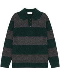 Les Deux - Striped Melange Knitted Polo - Lyst