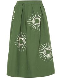 Dries Van Noten - Embroidered Cotton Midi Skirt - Lyst
