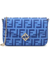 Fendi - Ff Diamonds Leather Wallet On Chain - Lyst