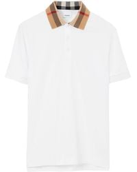 Burberry - Check Collar Polo Shirt - Lyst