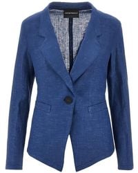 Emporio Armani - Linen Single-Breasted Jacket - Lyst