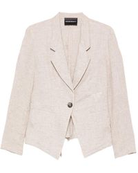Emporio Armani - Linen Single-Breasted Jacket - Lyst