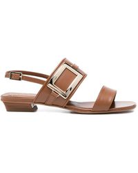 Roger Vivier - Metal Buckle Leather Sandals - Lyst