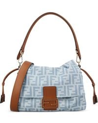 Fendi - Mamma Baguette Ff Denim Shoulder Bag - Lyst