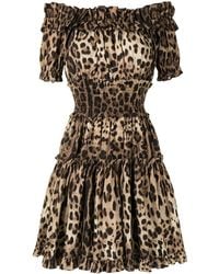 Dolce & Gabbana - Leopard Print Short Dress - Lyst