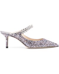 Jimmy Choo - Sabot Bing 65 Glitterato Con Cinturino Di Cristalli - Lyst