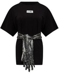 MM6 by Maison Margiela - Gloves-Detail Cotton T-Shirt - Lyst