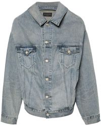 Balenciaga - Off Shoulder Denim Jacket - Lyst