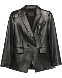 Emporio Armani - Leather Blazer Jacket - Lyst