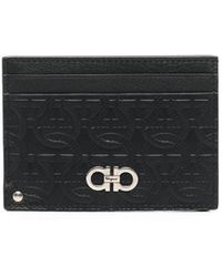 Ferragamo Gancini Leather Credit Card Case - Black