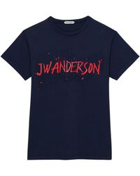 JW Anderson Blue & White Boy With Apple Long Sleeve T-shirt in